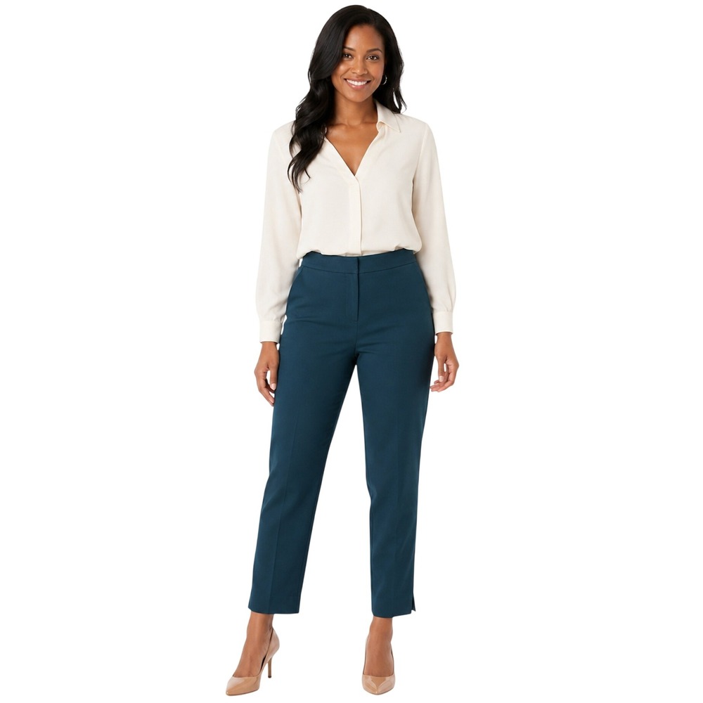 Boden Richmond 7/8 Trousers Teal Blue Green Slim Straight Leg Pants SIZE 6
